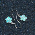wholesale 925 Sterling Silver Pink & Blue Opal Flower Drop Earrings-0-2