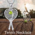 wholesale 925 Sterling Silver Platinum Plated Crossed Tennis Racket Green Ball Pendant Necklace-0-1