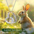 wholesale 925 Sterling Silver Infinity Heart Rabbit Pendant Necklace with Crystals and Engraving Always in my heart - Gifts for Women & Girls-0-1