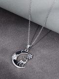 wholesale 925 Sterling Silver Deer Moon Snowflake Pendant Necklace-0-4