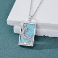 wholesale S925 Sterling Silver & Turquoise The Moon Tarot Card Necklace, Adjustable Chain, Spiritual Jewelry Gift for Women-0-1