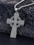 wholesale 925 Sterling Silver Celtic Knot Cross Pendant Necklace  for Men & Women - Protection Amulet Religious Jewelry with 24+2mm Rolo Chain (Gift Included)-0-4