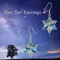 wholesale 925 Sterling Silver Tree of Life Abalone Shell Star Of David Dangle Earrings Wholesale Judaica Gifts for Women Girls 3cm Long-0-5