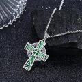wholesale 925 Sterling Silver Green Malachite Celtic Knot Cross Pendant Necklace  Norse Viking Jewelry for Men Women-0-1