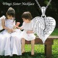 wholesale 925 Sterling Silver Angel Wing Heart Pendant Necklace - Sister's Love Gift for Women & Girls-0-5