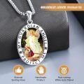 wholesale 925 Sterling Silver Guardian Angel Pendant Necklace for Men Women Catholic Religious Protector Amulets Necklaces-0-3
