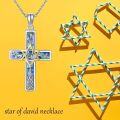 wholesale 925 Sterling Silver Cross Star of David Pendant Necklace with Tree of Life Design for Women-0-3