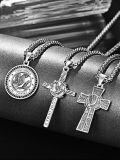 wholesale 925 Sterling Silver Cross Necklace with Dove and Engraving Back Side - Catholic Religious  for Men Women-0-2