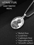 wholesale 925 Sterling Silver St Timothy Protect Us Pendant Necklace for Men with Cross and 3+2 Extender Chain-0-4