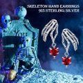 wholesale Sterling Silver Skull Skeleton Hand Drop Earrings Gothic Christmas Jewelry Gifts for Women-0-14