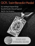 wholesale 925 Sterling Silver St. Benedict Medal Pendant Necklace  - Mens Religious Jewelry with Cross and Protective Charm-0-3