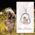 wholesale 925 Sterling Silver Heart-Shaped Pendant with Sea Otters - I Love You Forever Charm Necklace for Women's Gifts-0-5
