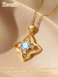 wholesale 18K Gold Plated 925 Sterling Silver Natural Birthstone Four Leaf Clover Pendant Necklace for Women-0-3