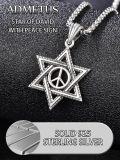 wholesale 925 Sterling Silver Peace Sign in Star of David Pendant Necklace  s for Men Women Boys Girls-0-3