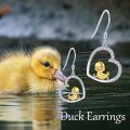 wholesale 925 Sterling Silver Heart-Shaped Duck Dangle Earrings with Cubic Zirconia Accents-0-4