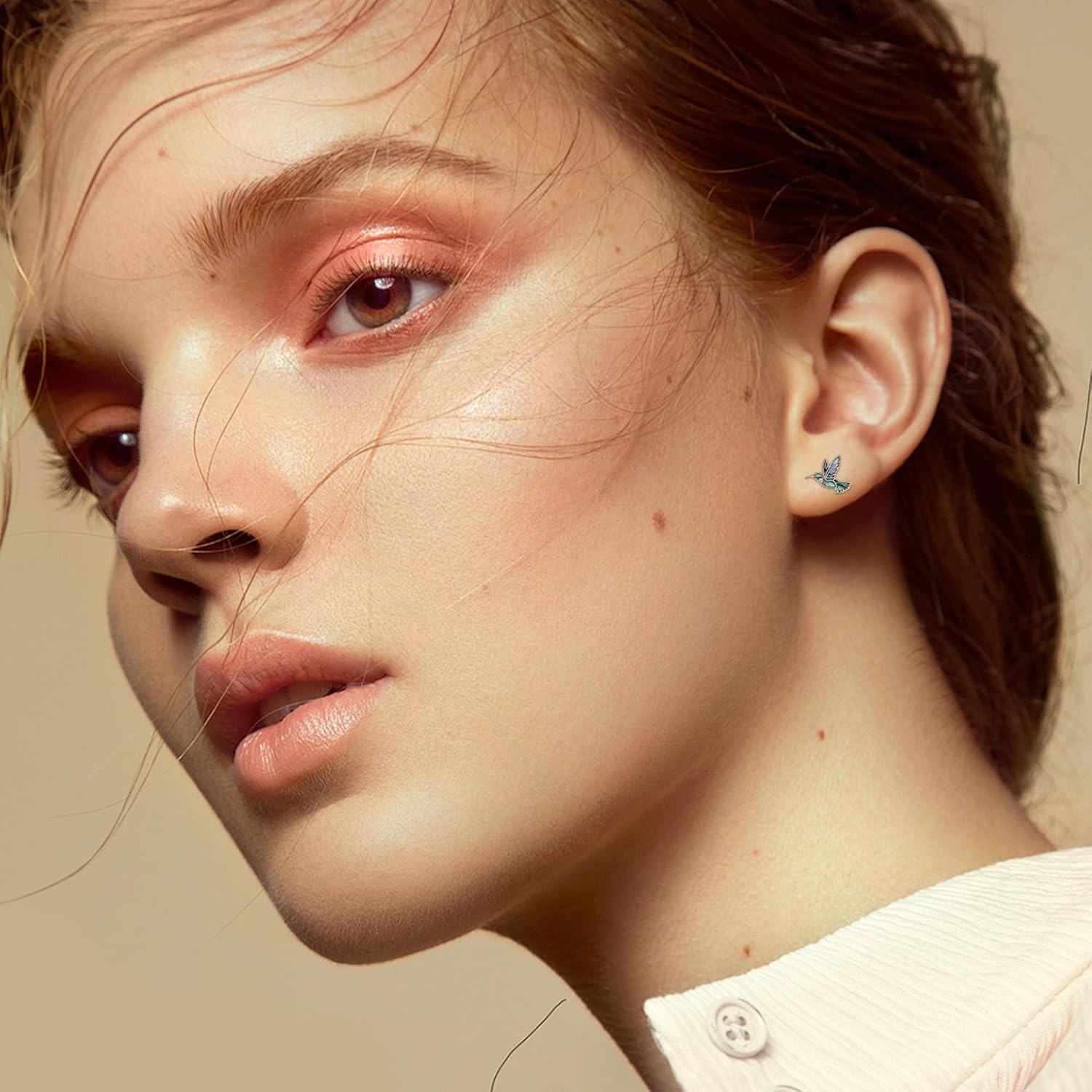 wholesale 925 Sterling Silver Abalone Shell Hummingbird & Flowers Adjustable Open Ring for Women Girls Gifts Jewelry Accessories-0-1