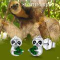 wholesale 925 Sterling Silver Green Crystal Sloth Stud Earrings for Kids Adults-0-3