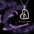 TOUPOP Sterling Silver Heart Pendant Gymnast Fashion Jewelry-0-2