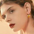wholesale 925 Sterling Silver Citrine & Cubic Zirconia Honeybee Leverback Dangle Earrings for Women-0-1
