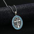 wholesale 925 Sterling Silver Egyptian Eye Of Horus Cross Pendant Necklace  with Turquoise and Black Onyx Stones-0-1