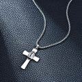 wholesale 925 Sterling Silver Cross with Football Design Pendant Necklace for Men-0-4