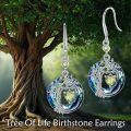 wholesale  925 Sterling Silver & Peridot Tree of Life Earrings - August Birthstone Jewelry for Women-0-1
