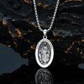 wholesale 925 Sterling Silver Saint Margaret Mary Pendant Necklace with Chain 3D Relief Design for Women Men Catholic  (Silver)-0-3