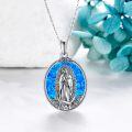 wholesale 925 Sterling Silver Turquoise Virgin of Guadalupe Pendant Necklace Catholic Gifts for Women-0-16