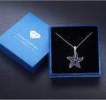 wholesale 925 Sterling Silver Starfish Pendant Necklace with Blue Stone Ocean Theme Beach Jewelry for Women Girls Gifts 45cm Chain Length-0-5