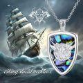 wholesale 925 Sterling Silver Pendant with Abalone Shell and Bull Head Design - 3D Tridents & Arrows Necklace for Women/Men-0-2