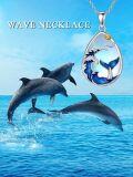 wholesale 925 Sterling Silver Whale Wave Ocean Pendant Necklace for Women Girls Gifts Jewelry-0-1