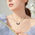 wholesale 925 Sterling Silver Black Winged Heart Pendant Necklace for Women Fashion s-0-1