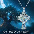wholesale 925 Sterling Silver Celtic Cross Abalone Shell Inlay Heart Pendant Necklace for Women-0-1