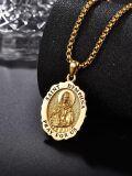 wholesale Gold-Plated 925 Sterling Silver Saint Dymphna Medal Pendant Necklace for Men & Women-0-2