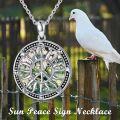 wholesale 925 Sterling Silver Abalone Shell Round Peace Sign Pendant Necklace for Women-0-10