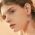 wholesale 925 Sterling Silver I Love You Forever Sloth Dangle Earrings with Cubic Zirconia and Heart-Shaped Pendant-0-1