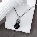 wholesale 925 Sterling Silver Genuine Black Onyx Dragon Pendant Necklace  for Men-0-2
