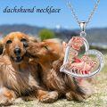 wholesale 925 Sterling Silver Rose & Dachshund Heart Pendant Necklace for Women-0-4
