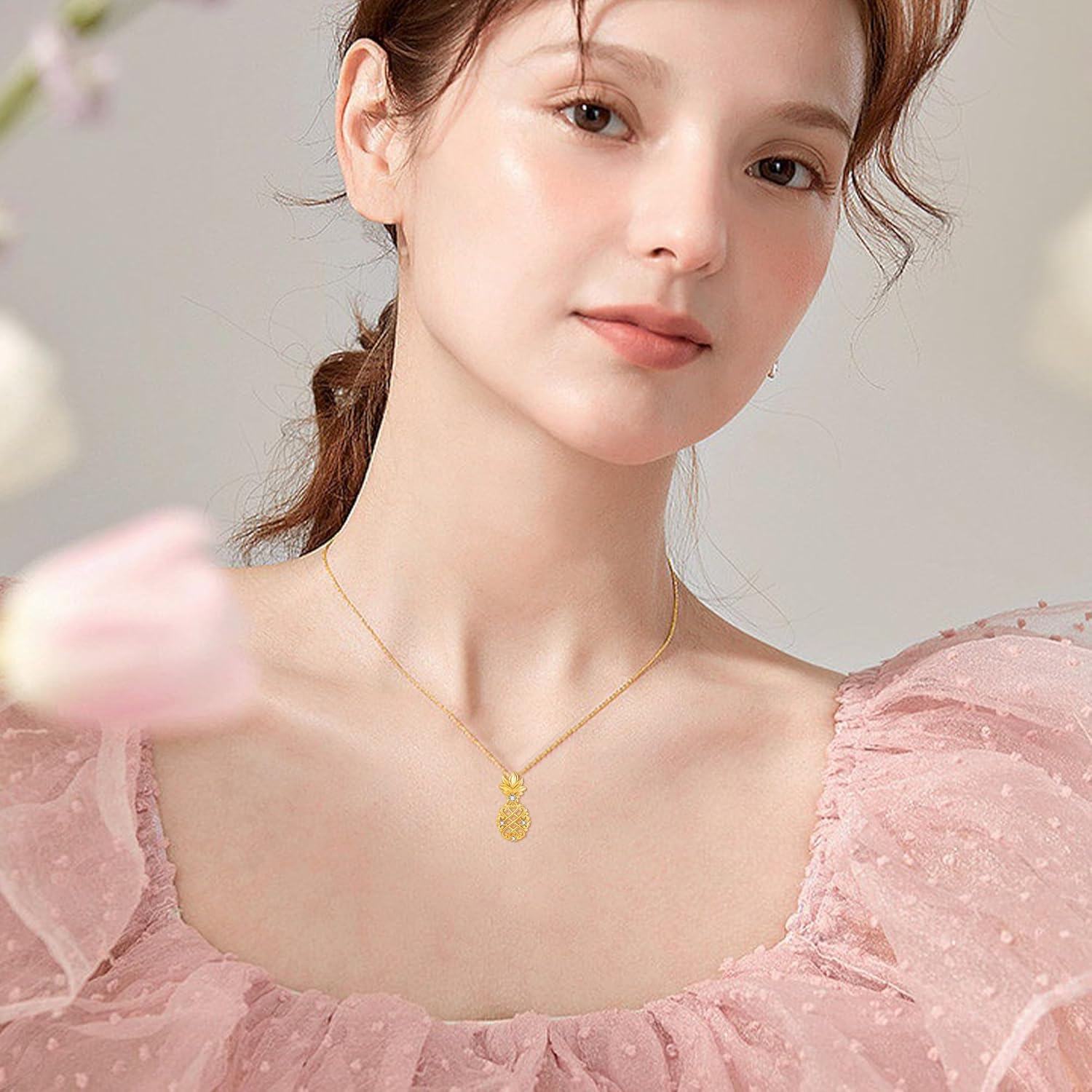14K Gold Dainty Flower Tree Necklace Solid 14K Real Gold Jewelry Gift for Women-0-5