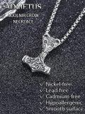 wholesale 925 Sterling Silver Thor Hammer Mjolnir Pendant Necklace Oxidized Viking Ram Head Design-0-4