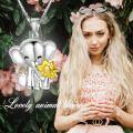 wholesale 925 Sterling Silver Elephant with Gold Flower Charm Pendant Necklace for Women-0-4