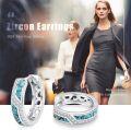 wholesale  Sterling Silver & Simulated Turquoise Cubic Zirconia Chunky Hoop Earrings 15mm-0-5