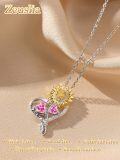 wholesale S925 Sterling Silver with 2-Carat Tourmaline Sunflower Birthstone Pendant Necklace for Women, Love Gift-0-1