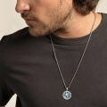 wholesale 925 Sterling Silver Memento Mori Skull Hourglass Abalone Shell Oval Pendant Necklace-0-1