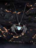wholesale 925 Sterling Silver Blue Moonstone Bat Pendant Necklace for Women-0-3