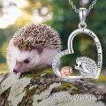 wholesale 925 Sterling Silver Hedgehog Heart Pendant Necklace for Women Gifts-0-3