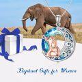 wholesale TOUPOP Elephant Necklace For Women Sterling Silver Elephant Celtic Moon Pendant Necklaces With Blue Cirlce Crystal For Her Jewelry Birthday -0-1