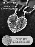 wholesale 925 Sterling Silver Heart Pendant With Saint Joseph And Protect Us Design-0-4