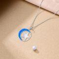 wholesale TOUPOP 925 Sterling Silver Moon And Star Pendant Necklace Opal Jewelry For Women -0-4