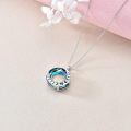 wholesale 925 Sterling Silver Moon Phase Blue Crystal Pendant Necklace White Gold Plated-0-2